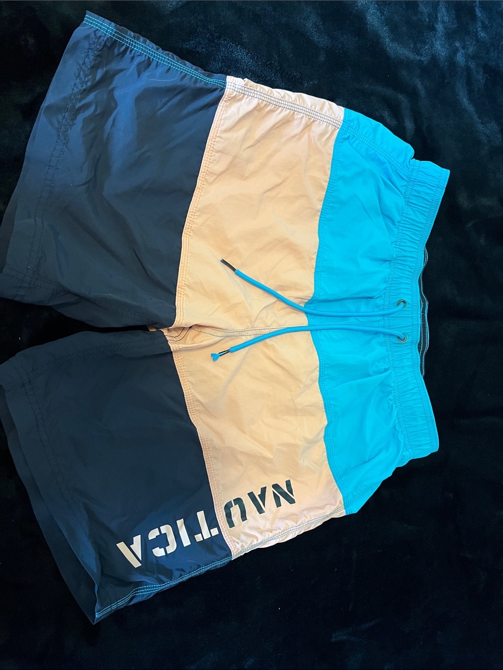 Nautica Men’s Blue/Tan Colorblock Swim Shorts